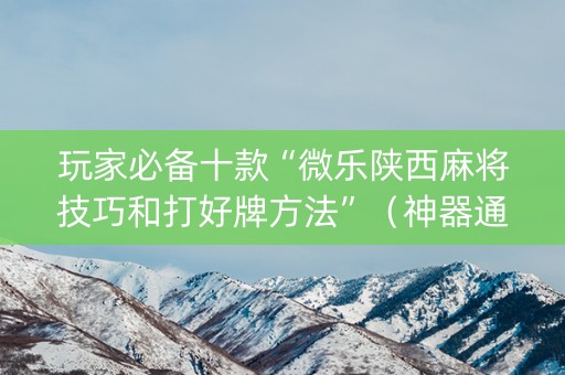 玩家必备十款“微乐陕西麻将技巧和打好牌方法”（神器通用版)