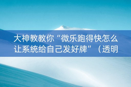 大神教教你“微乐跑得快怎么让系统给自己发好牌”（透明挂辅助器)
