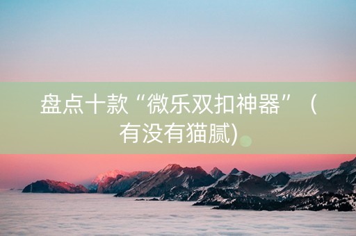 盘点十款“微乐双扣神器”（有没有猫腻)