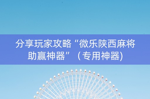 分享玩家攻略“微乐陕西麻将助赢神器”（专用神器)