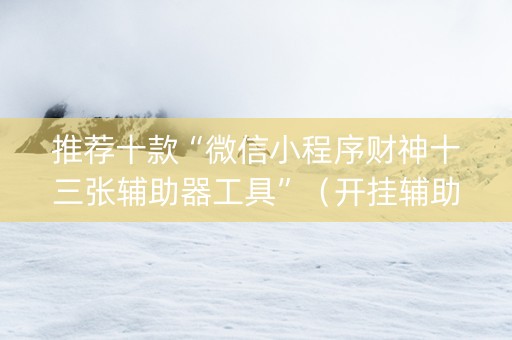 推荐十款“微信小程序财神十三张辅助器工具”（开挂辅助器插件)