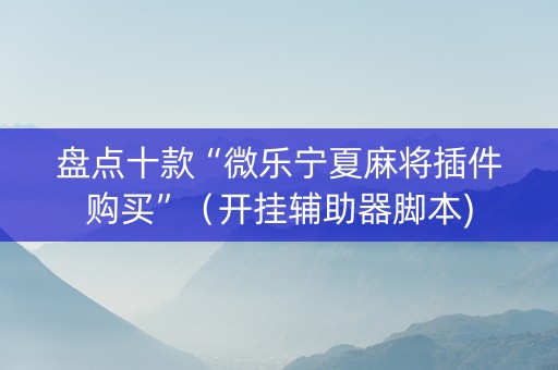 盘点十款“微乐宁夏麻将插件购买”（开挂辅助器脚本)