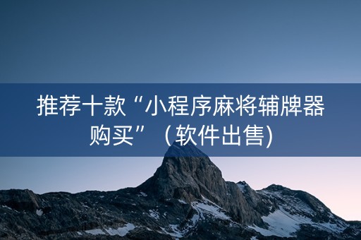 推荐十款“小程序麻将辅牌器购买”（软件出售)