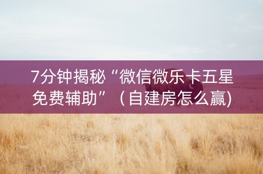 7分钟揭秘“微信微乐卡五星免费辅助”（自建房怎么赢)