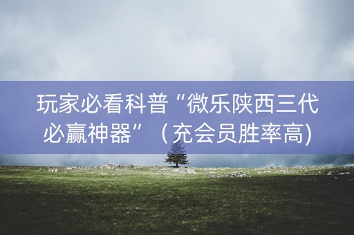 玩家必看科普“微乐陕西三代必赢神器”（充会员胜率高)