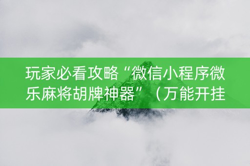 玩家必看攻略“微信小程序微乐麻将胡牌神器”（万能开挂器)