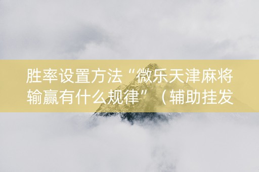 胜率设置方法“微乐天津麻将输赢有什么规律”（辅助挂发牌规律)