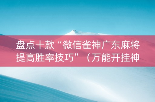 盘点十款“微信雀神广东麻将提高胜率技巧”（万能开挂神器)