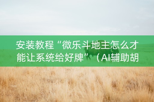 安装教程“微乐斗地主怎么才能让系统给好牌”（AI辅助胡牌规则)