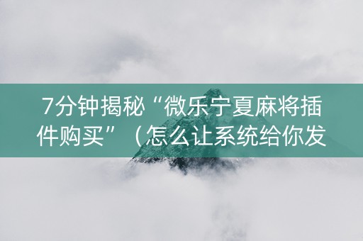 7分钟揭秘“微乐宁夏麻将插件购买”（怎么让系统给你发好牌)