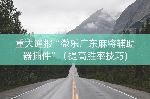 重大通报“微乐广东麻将辅助器插件”（提高胜率技巧)
