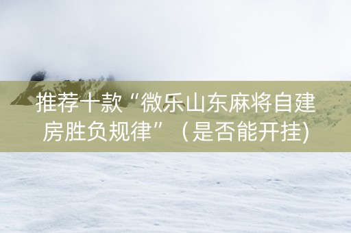 推荐十款“微乐山东麻将自建房胜负规律”（是否能开挂)