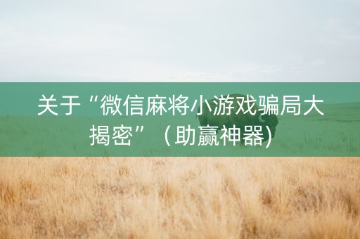关于“微信麻将小游戏骗局大揭密”（助赢神器)