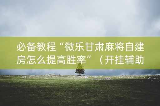 必备教程“微乐甘肃麻将自建房怎么提高胜率”（开挂辅助器插件)