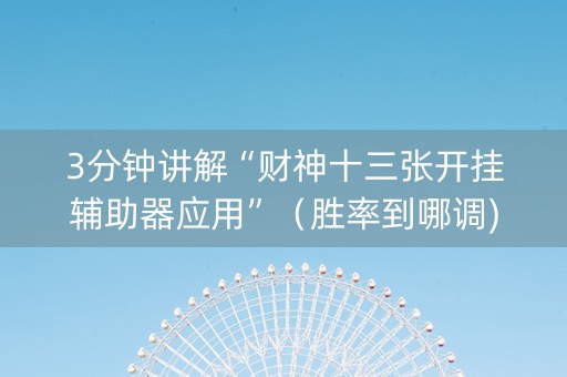 3分钟讲解“财神十三张开挂辅助器应用”（胜率到哪调)