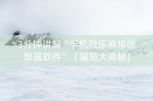 3分钟讲解“手机微乐麻将做弊器软件”（骗局大揭秘)