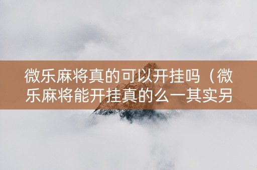 微乐麻将真的可以开挂吗（微乐麻将能开挂真的么一其实另有马脚）