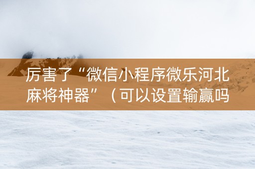 厉害了“微信小程序微乐河北麻将神器”（可以设置输赢吗)