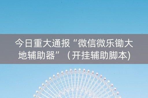 今日重大通报“微信微乐锄大地辅助器”（开挂辅助脚本)