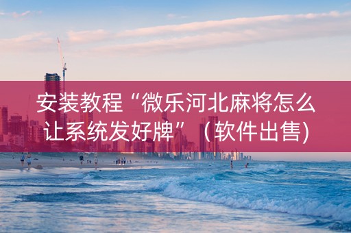 安装教程“微乐河北麻将怎么让系统发好牌”（软件出售)