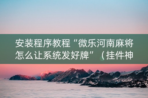 安装程序教程“微乐河南麻将怎么让系统发好牌”（挂件神器)