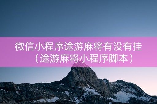 微信小程序途游麻将有没有挂（途游麻将小程序脚本）