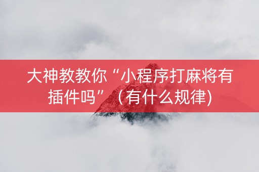 大神教教你“小程序打麻将有插件吗”（有什么规律)