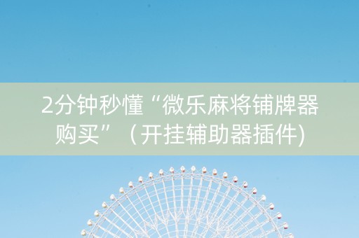 2分钟秒懂“微乐麻将铺牌器购买”（开挂辅助器插件)