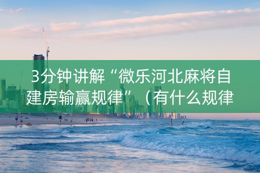 3分钟讲解“微乐河北麻将自建房输赢规律”（有什么规律)