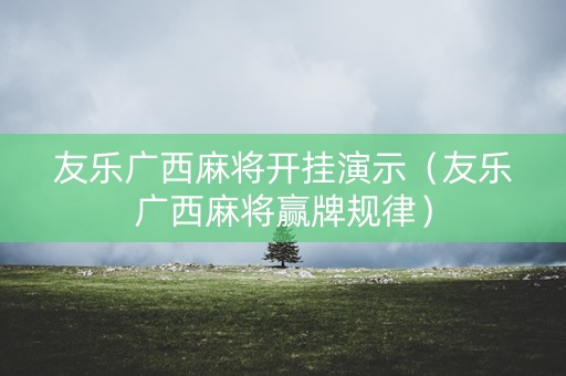 友乐广西麻将开挂演示（友乐广西麻将赢牌规律）
