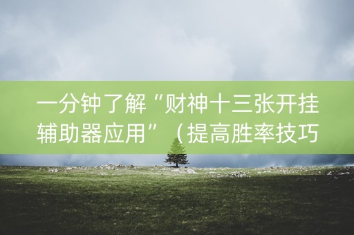 一分钟了解“财神十三张开挂辅助器应用”（提高胜率技巧)