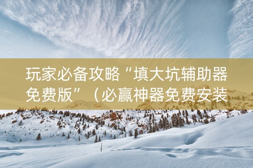 玩家必备攻略“填大坑辅助器免费版”（必赢神器免费安装)