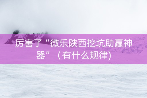 厉害了“微乐陕西挖坑助赢神器”（有什么规律)