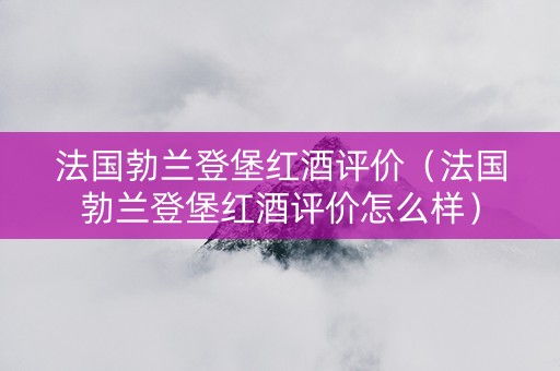 法国勃兰登堡红酒评价（法国勃兰登堡红酒评价怎么样）