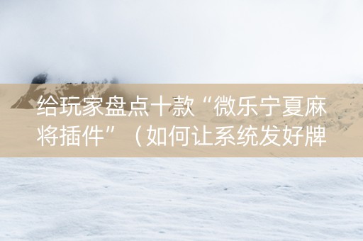 给玩家盘点十款“微乐宁夏麻将插件”（如何让系统发好牌)
