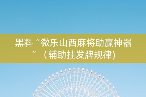 黑料“微乐山西麻将助赢神器”（辅助挂发牌规律)
