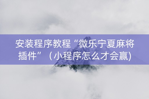 安装程序教程“微乐宁夏麻将插件”（小程序怎么才会赢)