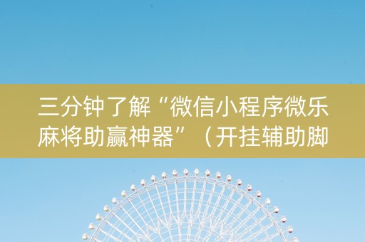 三分钟了解“微信小程序微乐麻将助赢神器”（开挂辅助脚本)