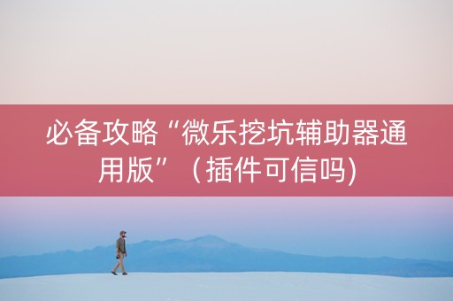 必备攻略“微乐挖坑辅助器通用版”（插件可信吗)