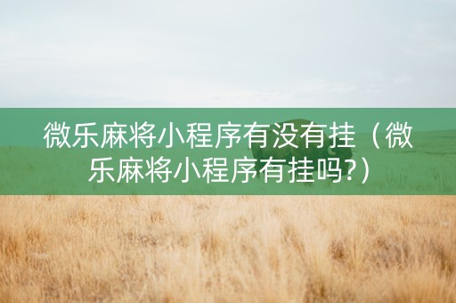微乐麻将小程序有没有挂（微乐麻将小程序有挂吗?）