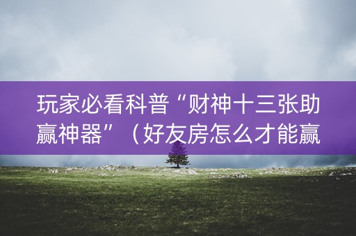 玩家必看科普“财神十三张助赢神器”（好友房怎么才能赢)