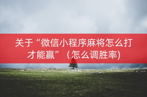 关于“微信小程序麻将怎么打才能赢”（怎么调胜率)