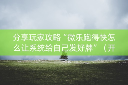 分享玩家攻略“微乐跑得快怎么让系统给自己发好牌”（开挂辅助器插件)