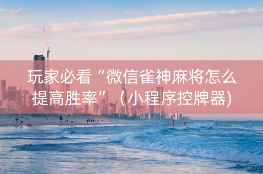 玩家必看“微信雀神麻将怎么提高胜率”（小程序控牌器)