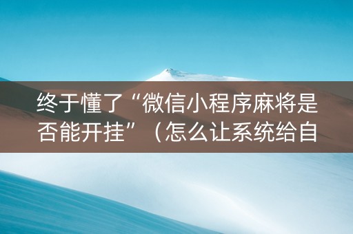 终于懂了“微信小程序麻将是否能开挂”（怎么让系统给自己好牌)