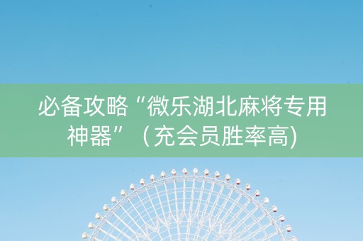必备攻略“微乐湖北麻将专用神器”（充会员胜率高)