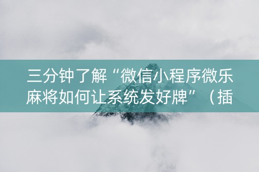三分钟了解“微信小程序微乐麻将如何让系统发好牌”（插件可信吗)