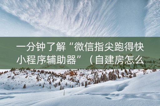 一分钟了解“微信指尖跑得快小程序辅助器”（自建房怎么赢)