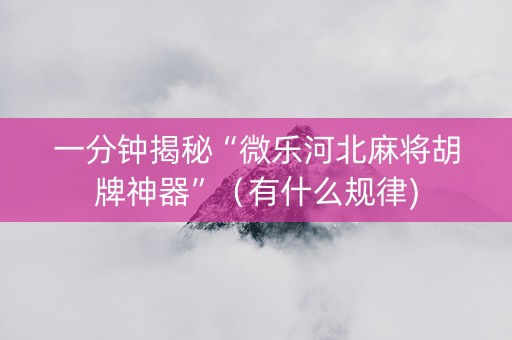 一分钟揭秘“微乐河北麻将胡牌神器”（有什么规律)