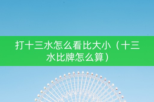 打十三水怎么看比大小（十三水比牌怎么算）